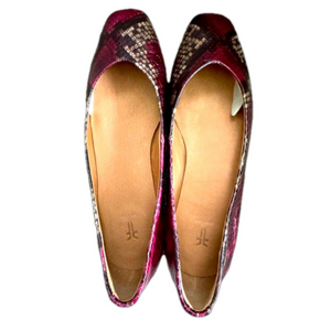 💖 Frye NWOT Dana Leather Ballet Flats Multi Berry Reptile Print Size 6M